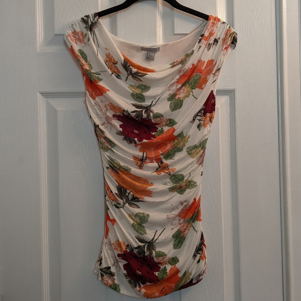 ✨FREE with ANY PURCHASE✨ H&M Cowl Neck Floral Ruched Date Top